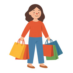 Black Friday clipart png transparent shopping woman holding colorful bag smiling happy sale