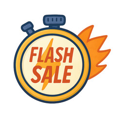 Flash sale stopwatch clipart with transparent background and black Friday theme in PNG format for quick promotion design