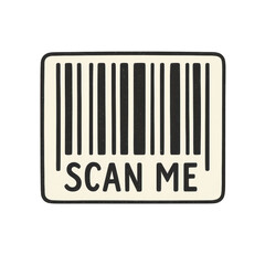 Barcode scan me icon black friday clipart png transparent style with bold lines and text for digital or print use