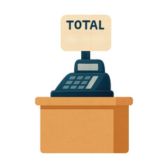 Black Friday clipart of vintage cash register with total sign on transparent background in png format