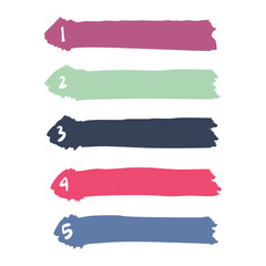Colorful numbered list infographic, hand drawn brush stroke vector design