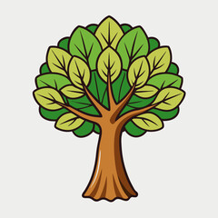 vector tree with green leaves