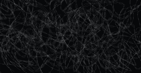 Abstract chaotic lines and swirls pattern on a dark background, creating a textured and dynamic visual effect.