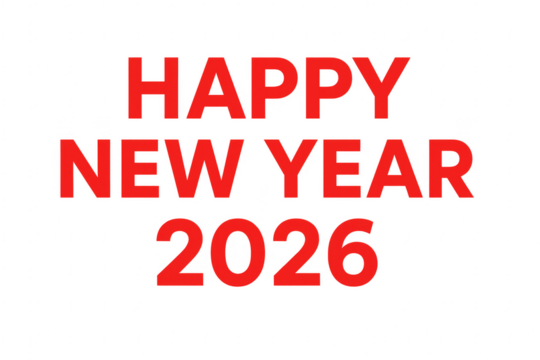 Happy new year 2026 red greeting text message