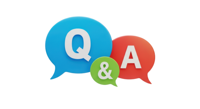 Three Speech Bubbles with Q A and Ampersand Symbols isolated on a transparent background question - Powered by Adobe
