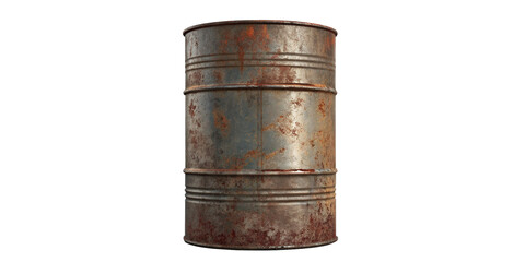 Rusty Industrial Metal Barrel with Corrosion and Red Stains Isolated on Black
Weathered Rusty Oil Drum with Scratches, Dents, and Oxidation on Dark Background