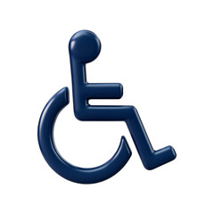 Blue 3d wheelchair accessibility symbol isolated on transparent background
