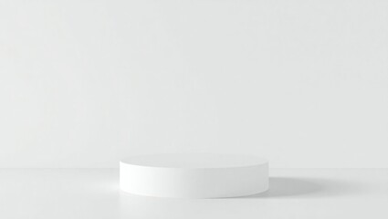 Minimalist white pedestal stage for product display with soft shadow