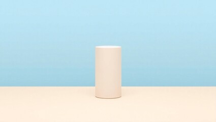 Minimalist cylindrical object on a pastel background