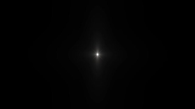 Vibrant center glowing flare. Radiating beams spread energy from core of light source, for sci-fi visuals, logo reveals, motion intros, cosmic transitions, starfield effects, digital glow themes.