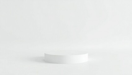 Minimalist white podium with subtle shadow on a clean white background