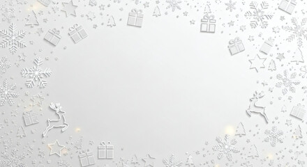 Obraz premium Festive holiday decorations dance across a pure and elegant plain canvas, exuding an atmosphere of celebratory elegance.