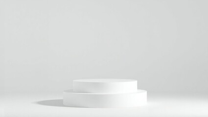 Minimalist white podium or pedestal for product display with soft shadows