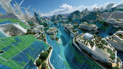 Futuristic Eco-City: An artist's vision of a sustainable metropolis, seamlessly blending technology and nature, showcasing renewable energy sources and innovative design elements. - Powered by Adobe