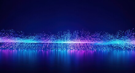 Abstract futuristic background with glowing particles and reflection a modern design with vibrant