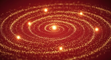 Abstract Spiral Galaxy Illustration with Sparkling Particles and Starry Formation