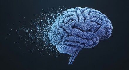 Abstract representation of a human brain dissolving, conveying memory loss concept