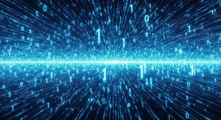 Abstract technological background with binary code zeros and ones cyber space