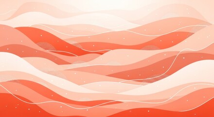Abstract wavy orange landscape illustration for background and texture design that evokes peace