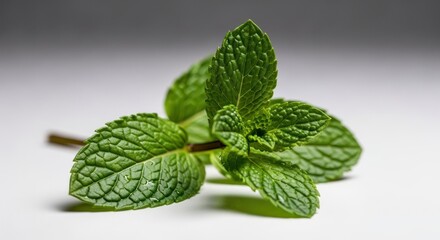 Close-up of vibrant fresh mint leaves showcasing their intricate texture and refreshing appearance