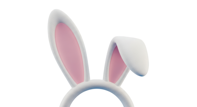 White bunny ears headband with pink inner ears isolated on a transparent background costume