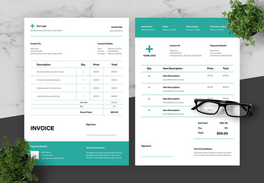 Green And Black Invoice