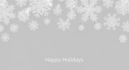 Fototapeta premium Elegant holiday season backdrop featuring delicate white snowflakes on gray background