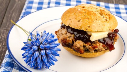 Savory roll with meat and sauce