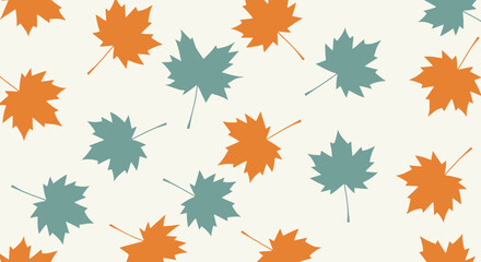 Colorful Autumn Leaves Pattern on Cream Background for Seasonal Decorations, Scrapbooking, and Fall-Themed Graphic Design Projects