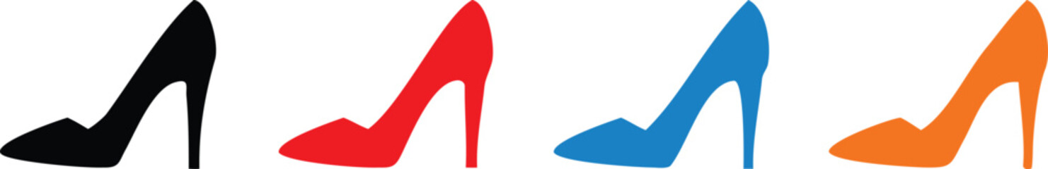 high heel shoes icon in outline and flat style , vector illustration 
