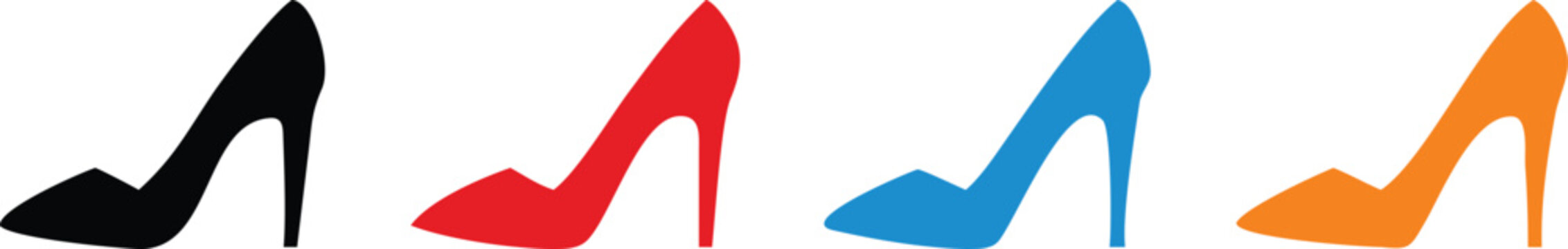 high heel shoes icon in outline and flat style , vector illustration 
