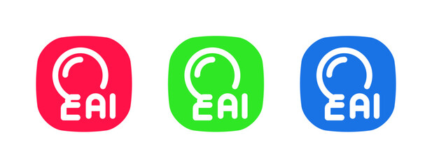 This set includes a red, green, and blue icon with an eye symbol and AI text, perfect for use in applications related to biometric security, visual analytics, and user interface design.