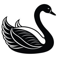 Vector art of elegant black swan illustration, showcasing graceful curves and intricate details, perfect for design projects and artistic endeavors, simple and clean