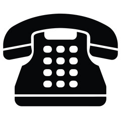 Vector art of a black silhouette of a rotary telephone, showcasing its classic design and functionality, perfect for communication and retro themes
