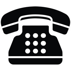Vector art of classic telephone silhouette, representing communication and connection, evoking nostalgia for vintage technology and the simplicity of traditional devices