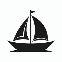 Illustration of a sailing boat, showcasing a simple and elegant design suitable for nautical themes and minimalist projects, vector art