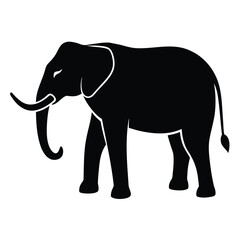 Vector art of majestic elephant silhouette, showcasing its powerful presence and intricate details, capturing the essence of wildlife and natures beauty in a simple yet striking design