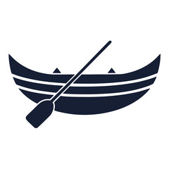 Illustration of a boat with an oar, showcasing a simple and elegant design suitable for nautical themes and minimalist projects, vector art