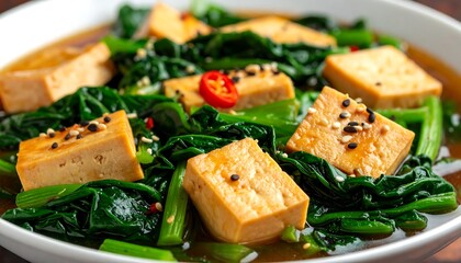 Savory tofu and spinach dish