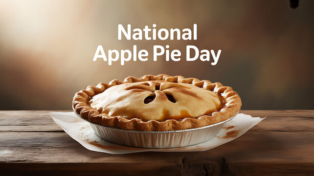 A freshly baked apple pie on a wooden table celebrating National Apple Pie Day