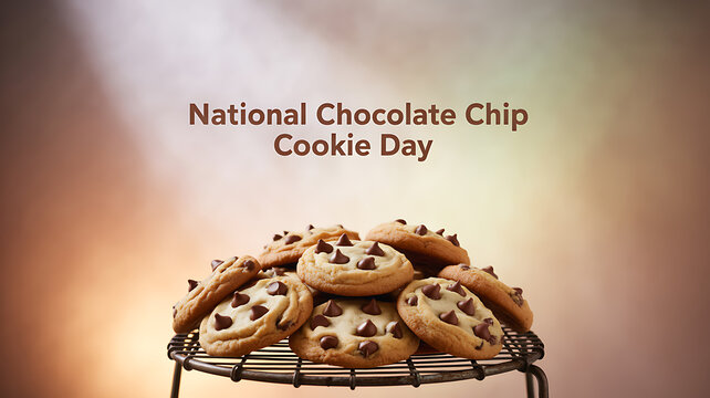 National Chocolate Chip Cookie Day celebration with freshly baked cookies on a cooling rack