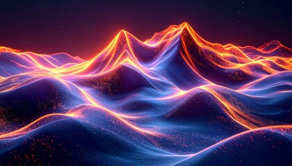 Obraz premium Abstract blue fractal light background with glowing energy lines and futuristic patterns