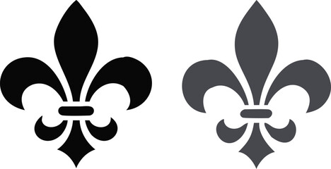 Fleur De Lis icon. Vector illustration. Fleur de lys vintage design element or icon in black suitable for heraldry and classic decoration design in various shapes