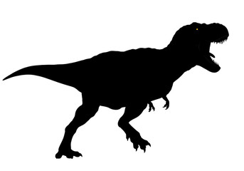 Silhouette of a roaring tyrannosaurus rex dinosaur isolated on transparent background