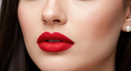 Achieve stunning makeup with vibrant red lipstick and flawless skin for a timeless beauty look that radiates confidence and elegance