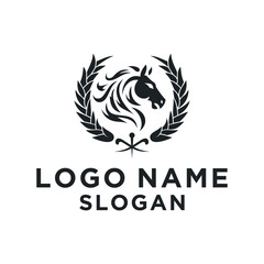 black horse logo in a circle of leaves