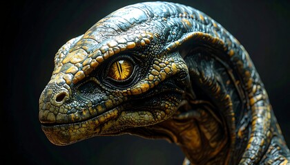 Reptilian creature, detailed scales, intense gaze