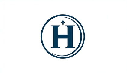 A dark-blue uppercase H centered in a double-ringed circle with an upward arrow