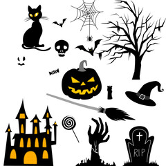  halloween elements png  transparent background