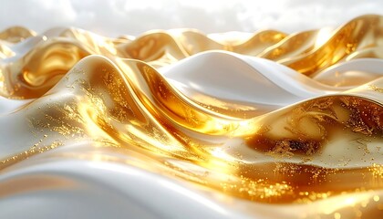 Abstract golden and white flowing shapes